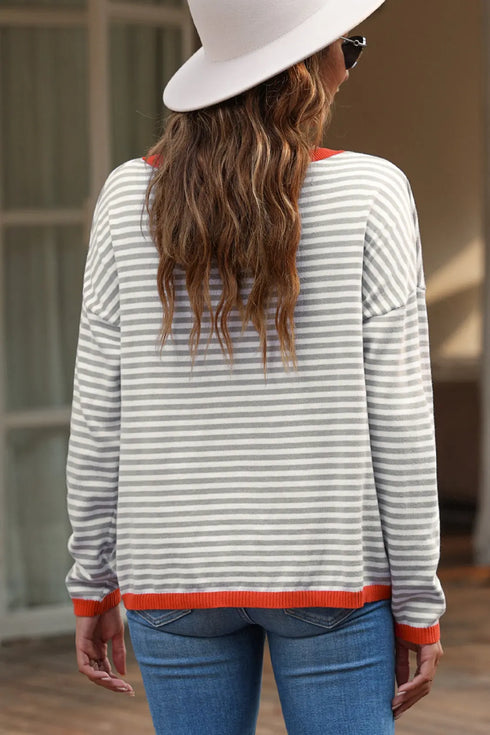 'Jolene' Striped Drop Shoulder T-Shirt - Celes Fashion